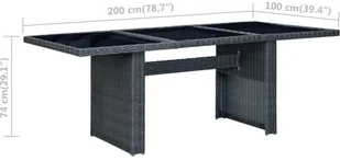 vidaXL Stół ogrodowy, ciemnoszary, polirattan i hartowane szkło - Stoły ogrodowe - miniaturka - grafika 5