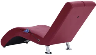 vidaXL Szezlong masujący z poduszką, czerwone wino, sztuczna skóra - Szezlongi - miniaturka - grafika 6