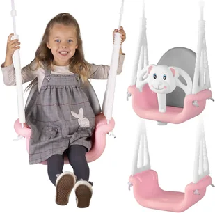 Ricokids Huśtawka Ricokids Huśtawka kubełkowa Słonik 3w1 różowa 770101 - Place zabaw - miniaturka - grafika 2