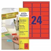 Papier do drukarek - Avery Etykiety usuwalne 210x297 mm czerwone - miniaturka - grafika 1