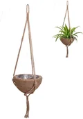 Kwietniki - Home Styling Collection Kwietnik wiszący pleciony, osłonka na doniczkę, doniczka, na roślinę, kwiat, boho, 31 cm 339254-S - miniaturka - grafika 1