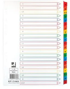 Q-CONNECT Przekładki Mylar, karton, A4, 225x297mm, A-Z, 21 kart, lam. indeks, mix kolorów KF17469 - Pudła i kartony archiwizacyjne - miniaturka - grafika 2