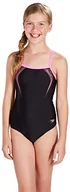 Pływanie - Speedo Solid Rippleback with Printed Straps dziewczęcy strój kąpielowy, czarny 8-09729A76532 - miniaturka - grafika 1