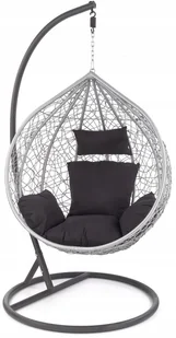 King Home Fotel EGG SZEROKI czarny.4 - wełna, podstawa stal HE-066.BLACK.4 - Fotele - miniaturka - grafika 2