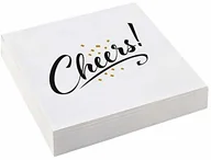 Naczynia i sztućce jednorazowe - amscan Amscan 20 papierowych serwetek * Cheers * dla Happy New Year i Silvester - trzywarstwowe złoto czarne - Frohes Rok Zegarek pięć przed 12 Frohes Party - miniaturka - grafika 1