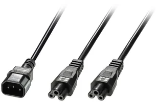 LINDY Lindy 2,5 m IEC C14 2 X złącze IEC C5 "Y Splitter przedłużenie kabla  czarny 30370 - Kable - miniaturka - grafika 2