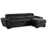 Narożniki - Vente-Unique Sofa narożna rozkładana ze skóry JONOVA - Antracytowy - Narożnik prawostronny - miniaturka - grafika 1