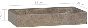 vidaXL Lumarko Umywalka, szara, 38x24x6,5 cm, marmur! 149188 - Umywalki - miniaturka - grafika 8