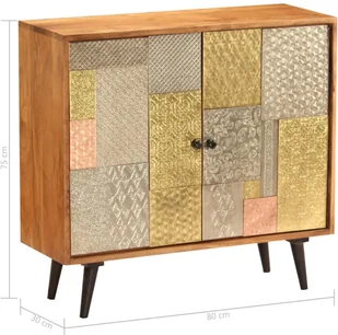 vidaXL vidaXL Szafka z litego drewna akacjowego, 80x30x75 cm - Szafki do salonu - miniaturka - grafika 7