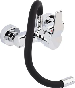 FALA BATERIA ZLEWOZMYWAKOWA ŚCIENNA Z ELASTYCZNĄ WYLEWKĄ FLEXIBLE BLACK 75670 - Baterie kuchenne - miniaturka - grafika 4