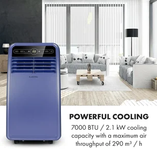 Klarstein Metrobreeze New York Smart 7k, klimatyzator przenośny, 7000 BTU/2,1 kW, klasa efektywności energetycznej A, pilot zdalnego sterowania DXJ2-MtrbrzNYSmrt7BL - Klimatyzatory - miniaturka - grafika 5