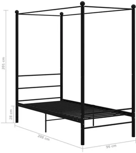 vidaXL Lumarko Rama łóżka z baldachimem, czarna, metalowa, 90 x 200 cm! 325051 - Łóżka - miniaturka - grafika 7
