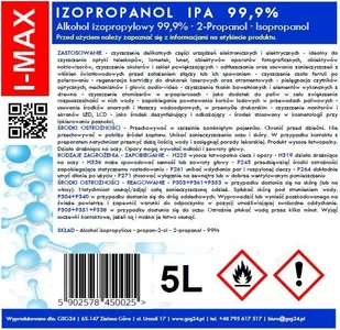 GSG24 Alkohol izopropylowy Izopropanol IPA I-MAX 99,9% 5L - Dezynfekcja GSG24 Alkohol izopropylowy Izopropanol IPA I-MAX 99,9% 5L - Dezynfekcja - miniaturka - grafika 2