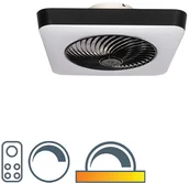 Wentylatory sufitowe - QAZQA Wentylator sufitowy kwadratowy czarny ze ściemniaczem LED - Climo - miniaturka - grafika 1
