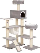 Drapaki dla kotów - GeoP Drapak Domek z piernika z drabinką XXL Jasnoszary 2 paczki ) - miniaturka - grafika 1
