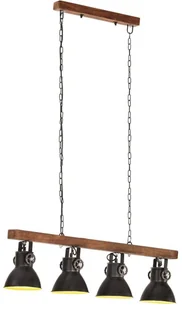 vidaXL Industrialna lampa sufitowa, czarna, E27, drewno mango 320523 - Lampy sufitowe - miniaturka - grafika 12