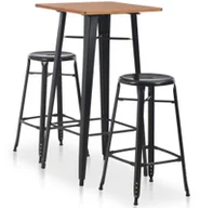 Meblościanki - vidaXL 3-częściowy zestaw barowy, stal, czarny - miniaturka - grafika 1