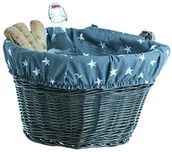 Koszyki rowerowe - e-wicker24 Koszyk na rower, kosz pasów, retro rower kosz rowerowy, styl vintage kosz wiklinowy ze sztucznej skóry do 35 cm, wikliny Transporter do rower 1126-42/S/O3 - miniaturka - grafika 1