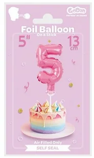 GO Balon foliowy cyfra 5 różowa - 13 cm BC-5RO5 - Balony i akcesoria - miniaturka - grafika 3