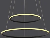 Lampy sufitowe - Mdeco Wisząca LAMPA rings SLIM/000063/3000/B MDECO metalowa OPRAWA zwis LED 71W 3000K do biura czarny - miniaturka - grafika 1