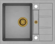 Zlewozmywaki - QUADRON MORGAN 116 szary metalik + odpływ złoty PVD (HB8210U5-G1) HB8210U5-G1 - miniaturka - grafika 1