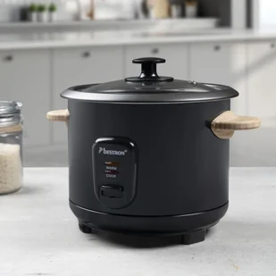 Bestron Ryżowar z bambusowymi uchwytami ARC100BW, 1 L, 400 W, czarny - Parowary - miniaturka - grafika 2