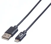 Kable komputerowe i do monitorów - Value 11998321 USB 2.0 Sync i kabel do ładowania do urządzeń Apple wyposażonymi w złącze Lightning, 1 m Czarny 11998321 - miniaturka - grafika 1