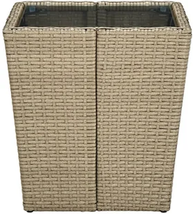 vidaXL Lumarko Stolik herbaciany, beżowy, 41,5x41,5x44 cm, rattan PE i szkło 310557 - Stoły ogrodowe - miniaturka - grafika 4