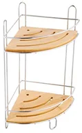 Półki łazienkowe - MSV 140645 żel pod prysznic narożny Regał z przyssawkami, 2 poziomy, bambus/chromowana metalowa/drewno 19,5 x 19,5 x 36,6 cm 140645 - miniaturka - grafika 1