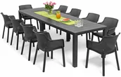 Meble ogrodowe - Keter Zestaw ogrodowy 10-osobowy EVA + stół JULIE DOUBLE - grafitowy 16-412 - miniaturka - grafika 1