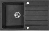 Zlewozmywaki - Laveo Margarita granitowy 1-komorowy 79x49 cm z ociekaczem czarny SBM411T - miniaturka - grafika 1