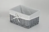 Kosze wiklinowe - CORSAN CORSAN Kosz wiklinowy SZARY z wyściółką ECRU 30x20x15 cm 715S - miniaturka - grafika 1