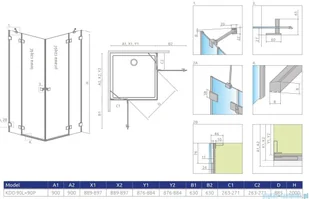 Radaway Essenza Pro Gold Kdd 90x90 10096090-09-01L/10096090-09-01R - Kabiny prysznicowe - miniaturka - grafika 2