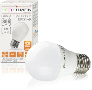LEDlumen Żarówka LED CCD NW G45-AP, E27, 8 W, barwa biała neutralna - Żarówki LED - miniaturka - grafika 6