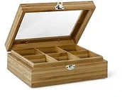 Pojemniki kuchenne - Bredemeijer Torebka herbaty Box 9 kieszenie z okienkiem w kształcie pokrywa wykonana z jasnego drewna bambusowego 285 X 235 X 74 mm TB009BN - miniaturka - grafika 1