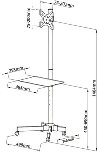 Techly Stojak mobilny LCD/LED 19-37 cali regulowany do 20KG - Uchwyty do telewizora - miniaturka - grafika 7
