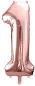Balony i akcesoria - PartyDeco "Balon foliowy Cyfra ""1"", 86cm, różowe złoto (1 karton / 50 szt.)" - miniaturka - grafika 1