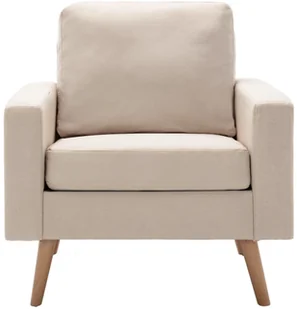 vidaXL 2-częściowy komplet wypoczynkowy, obity tkaniną, kremowy - Komplety wypoczynkowe - miniaturka - grafika 6