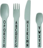 Sztućce dla dzieci - Design Letters Sztućce dziecięce w zestawie AJ Kids 4 el. zielone 20201301GREEN plastik - miniaturka - grafika 1