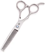 Nożyczki fryzjerskie - Purple Dragon Degażówki Fryzjerskie Do Cieniowania Włosów 6,0Leworęczne Silver N632-PD - miniaturka - grafika 1