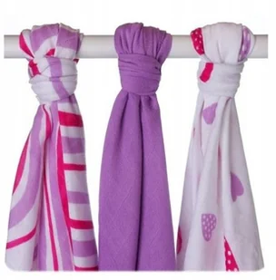 XKKO XKKO PIELUSZKA BAMBUSOWA OTULACZ 70x70 3szt. HEARTS&WAVES LILAC 4019-uniw - Otulacze - miniaturka - grafika 2