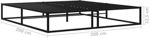 vidaXL Rama łóżka, czarna, metalowa, 200 x 200 cm - Łóżka - miniaturka - grafika 7