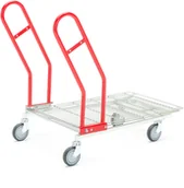 Wózki magazynowe - AJ Produkty Wózek platformowy do konfekcjonowania, platforma z siatki - miniaturka - grafika 1