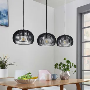 Lampenwelt com Lampa wisząca Jusra z czarnego metalu, 3-pkt. - Lampy sufitowe - miniaturka - grafika 3