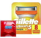 Maszynki do golenia i wkłady - Gillette 8 x Fusion5 Power Ostrza Wkłady + Gratis - miniaturka - grafika 1