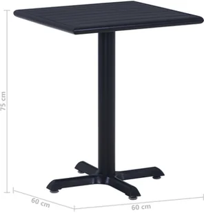vidaXL Stolik ogrodowy, czarny, 60x60x75 cm - Stoły ogrodowe - miniaturka - grafika 6