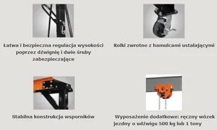Unicraft 443 322 DOSTAWA GRATIS! 44369007 Suwnica bramowa mobilny dźwig portalowy udźwig 1000 kg szerokość w świetle 2300 mm wysokość podnoszenia 2500-3600 mm) 69007-uniw - Wciągarki - miniaturka - grafika 3