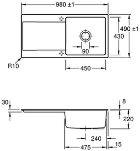 Villeroy & Boch Siluet 60 Flat 33361FKR - Zlewozmywaki - miniaturka - grafika 4