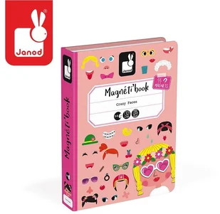 Janod Magnetyczna układanka Śmieszne buzie. Dziewczynka - Układanki dla dzieci - miniaturka - grafika 2