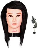 Główki treningowe - Calissimo Główka treningowa męska Brandon black, włos ludzki + uchwyt, fryzjerska do czesania, głowa do ćwiczeń PRE-K5-BRANDON BLACK - miniaturka - grafika 1